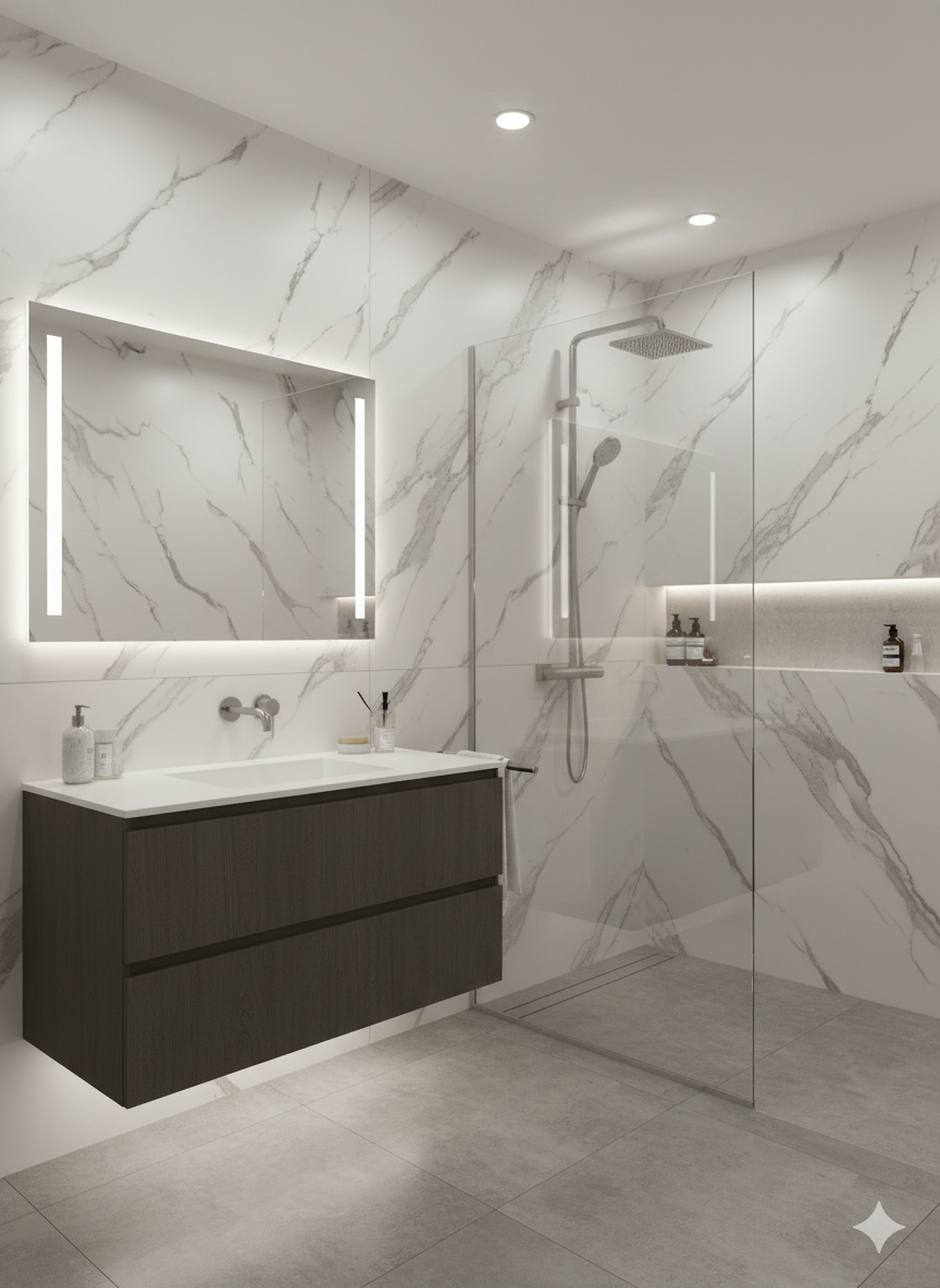 Carrara Marble Matt - PVC Wet Wall Panels - 10mmX1mX2.4m