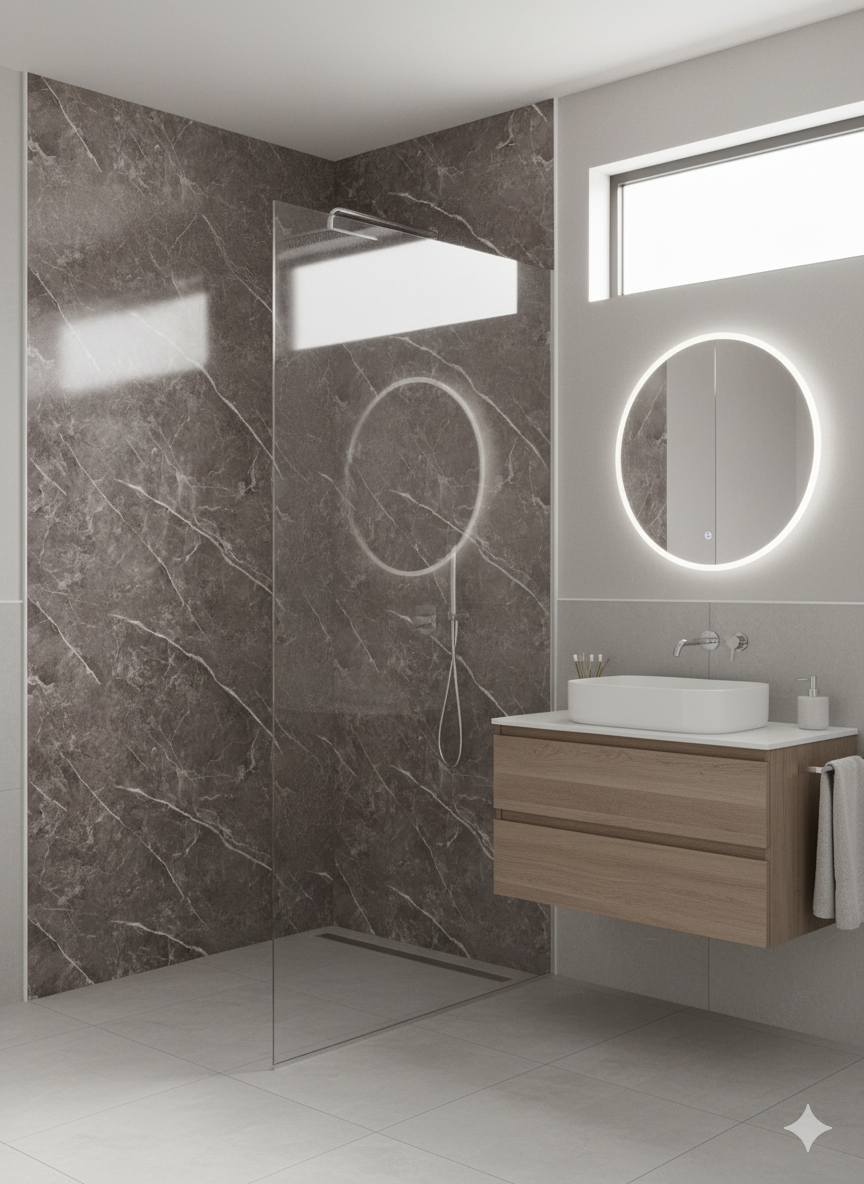 Pieta Anthracite Gloss - PVC Wet Wall Panels - 10mmX1mX2.4m