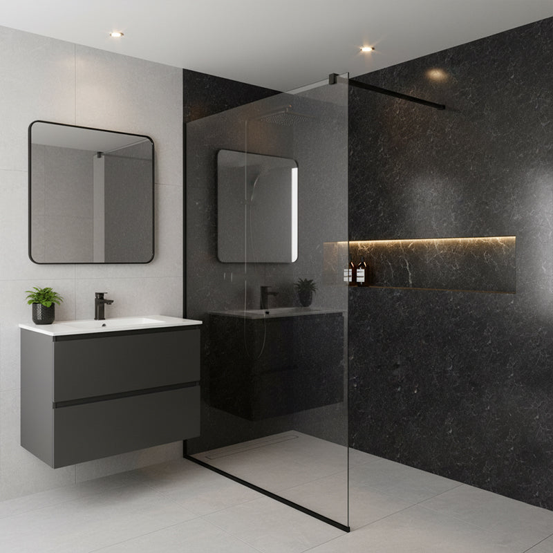 Water Wave Black Solid Wall Panel 2400mm x 1000mm x 10mm